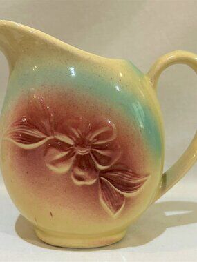 Shawnee Art Pottery Pitcher 6 Dogwood Yellow Pink Blue USA 40